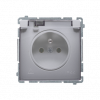 Gniazdo wtyczkowe z uziemieniem, z przesł. torów prądowych, bryzgoszczelne IP44 (moduł) 16A, 250V~, zaciski śrubowe, klapka transp.; stal inox - KONTAKT SIMON - BMGZ1BZ.01/21A