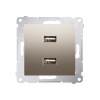 Ładowarka 2 x USB (moduł), 2.1 A, 5V DC, 230V; złoty mat - KONTAKT SIMON - DC2USB.01/44