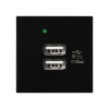 NOEN USB x 2, podwójny port modułowy 45x45mm z ładowarką USB, 2,1A 5V DC, czarny - ORNO - OR-GM-9010/B/USBX2