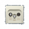 Gniazdo antenowe satelitarne podwójne końcowe SAT-SAT-RTV, (moduł). 2xwejście: SAT: 5–2400 MHz, RTV: 5–862 MHz; beż - KONTAKT SIMON - BMZAR+SAT3.1-P2.01/12