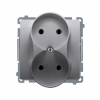Gniazdo wtyczkowe podwójne bez uziemienia (moduł), ?16A, 250V~, zaciski śrubowe; stal inox - KONTAKT SIMON - BMG2M.01/21