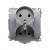 GNIAZDO PODWÓJNE Z UZIEMIENIEM 2X2P+Z ZACISKI ŚRUBOWE 16A 250V IP20 INOX BASIC - KONTAKT SIMON - BMGZ2M.01/21