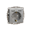 Sedna Design, Gniazdo schuko z USB A+A 2,4A, srebrne aluminium - SCHNEIDER ELECTRIC - SDD113052