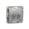 Sedna Design, Gniazdo komputerowe 2xRJ45 kat.5e STP, srebrne aluminium - SCHNEIDER ELECTRIC - SDD113452S