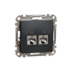 Sedna Design, Gniazdo komputerowe 2xRJ45 kat.6 STP, czarny antracyt - SCHNEIDER ELECTRIC - SDD114462S