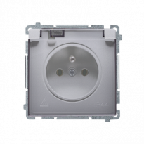 Gniazdo wtyczkowe z uziemieniem, z przesł. torów prądowych, bryzgoszczelne IP44 (moduł) 16A, 250V~, zaciski śrubowe, klapka transp.; stal inox - KONTAKT SIMON - BMGZ1BZ.01/21A