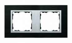 Ramka 2-krotna Nature, Łupek / pierścień aluminum mat - KONTAKT SIMON - 82927-63