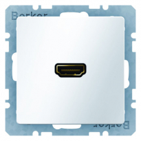 GNIAZDO HDMI Z PRZYŁĄCZEM 90° BIAŁY AKSAMIT Q.1 - HAGER - 3315436089
