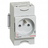 GNIAZDO POJEDYNCZE Z UZIEMIENIEM 2P+Z Z PRZESŁONAMI MODUŁOWE NA SZYNĘ 10/16A 250V G380 - LEGRAND - 004280