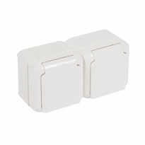 GNIAZDO PODWÓJNE Z UZIEMIENIEM 2X2P+Z Z PRZESŁONAMI ZACISKI ŚRUBOWE 16A 250V IP44 BIAŁY FORIX - LEGRAND - 782377