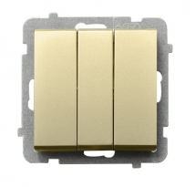 ŁĄCZNIK POTRÓJNY ZACISKI AUTOMATYCZNE 10AX 250V IP20 SZAMPAŃSKI ZŁOTY SONATA - OSPEL - ŁP-13R/m/39