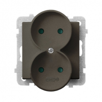 GNIAZDO PODWÓJNE Z PRZESŁONAMI TORÓW PRĄDOWYCH CZEKOLADOWY METAL SONATA - OSPEL - GP-2RRP/m/40
