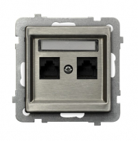 GNIAZDO KOMP PODWÓJNE KAT. 5E STAL INOX SONATA - OSPEL - GPK-2RM/K/m/37