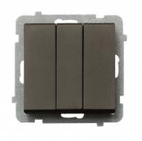 ŁĄCZNIK POTRÓJNY ZACISKI AUTOMATYCZNE 10AX 250V IP20 CZEKOLADOWY METAL SONATA - OSPEL - ŁP-13R/m/40