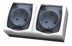GNIAZDO PODWÓJNE Z UZIEMIENIEM SCHUKO MADERA - OSPEL - GNH-2NS/00/d