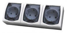 GNIAZDO POTRÓJNE Z UZIEMIENIEM SCHUKO MADERA - OSPEL - GNH-3NS/00/d