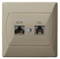 GNIAZDO KOMPUTEROWO-TELEFONICZNE RJ45 KAT. 5E+RJ11 4-STYKI BEŻ AKCENT - OSPEL - GPKT-A/F/01
