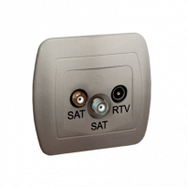 Gniazdo antenowe SAT-SAT-RTV końcowe; satynowy - KONTAKT SIMON - AZAR+SAT3.1-P2/29
