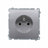 Gniazdo wtyczkowe z uziemieniem (moduł) 16A, 250V~, szybkozłącza; stal inox - KONTAKT SIMON - BMGZ1C.01/21
