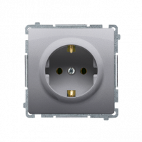 Gniazdo wtyczkowe z uziemieniem Schuko (moduł) 16A, 250V~, zaciski śrubowe; stal inox - KONTAKT SIMON - BMGSZ1.01/21