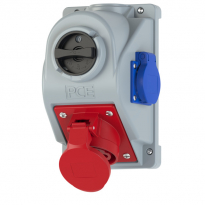 ZESTAW INSTALACYJNY Z GNIAZDEM COMBO-POL GNIAZDO STAŁE Z WYŁĄCZNIKIEM " COMBO-POL" 32A 400V 3P+Z+N, GNIAZDO 230V, WYŁ. L-O-P IP44. - PCE - 960625411W