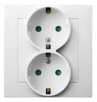 GNIAZDO PODWÓJNE SCHUKO BIAŁY AS  - OSPEL - GP-2GSP/00