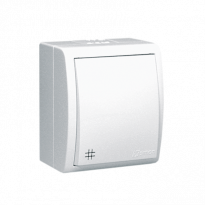 ŁĄCZNIK KRZYŻOWY POJEDYNCZY BRYZGOSZCZELNY 10AX 250V IP54 ZACISKI ŚRUBOWE BIAŁY AQUARIUS - KONTAKT SIMON - AQW7/11