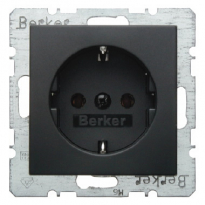 GNIAZDO SCHUKO Z UZIEMIENIEM SAMOZACISKI ANTRACYT B.KWADRAT/B.3/B.7 - HAGER - 47431606