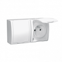 GNIAZDO PODWÓJNE Z UZIEMIENIEM 2X2P+Z Z KLAPKĄ PEŁNĄ ZACISKI ŚRUBOWE 16A 250V IP54 BIAŁY AQUARIUS - KONTAKT SIMON - AQGZ1-2/11