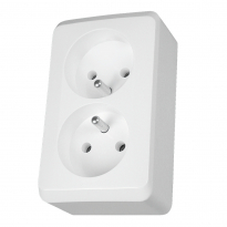 GNIAZDO PODWÓJNE Z UZIEMIENIEM NATYNKOWE IP20 ZACISKI ŚRUBOWE BIAŁY PRIMA  - SCHNEIDER ELECTRIC - WDE001043