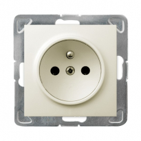GNIAZDO POJEDYNCZE Z UZIEMIENIEM 2P+Z ZACISKI ŚRUBOWE 16A 250V IP20 ECRU IMPRESJA - OSPEL - GP-1YZ/m/27