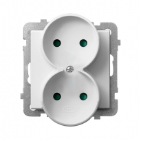 GNIAZDO PODWÓJNE BEZ UZIEMIENIA 2X2P Z PRZESŁONAMI ZACISKI ŚRUBOWE 16A 250V IP20 BIAŁY SONATA - OSPEL - GP-2RRP/m/00