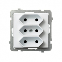 GNIAZDO POTRÓJNE BEZ UZIEMIENIA 3X2P EURO ZACISKI ŚRUBOWE 2.5A 250V IP20 BIAŁY SONATA - OSPEL - GP-3R/m/00