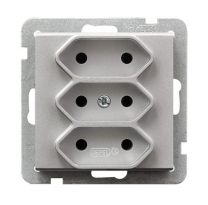 GNIAZDO POTRÓJNE BEZ UZIEMIENIA 3X2P EURO ZACISKI ŚRUBOWE 2.5A 250V IP20 SREBRNY MAT SONATA - OSPEL - GP-3R/m/38