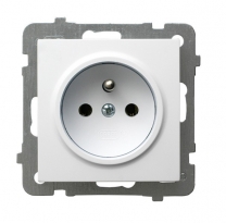 GNIAZDO POJEDYNCZE Z UZIEMIENIEM 2P+Z ZACISKI ŚRUBOWE 16A 250V IP20 BIAŁY AS - OSPEL - GP-1GZ/m/00