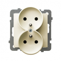 GNIAZDO PODWÓJNE Z UZIEMIENIEM 2X2P+Z ZACISKI ŚRUBOWE 16A 250V IP20 ECRU AS - OSPEL - GP-2GRZ/m/27