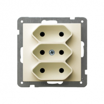 GNIAZDO POTRÓJNE BEZ UZIEMIENIA 3X2P EURO ZACISKI ŚRUBOWE 2.5A 250V IP20 EURO ECRU AS - OSPEL - GP-3G/m/27