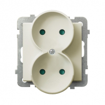 GNIAZDO PODWÓJNE Z PRZESŁONAMI TORÓW PRĄDOWYCH MODUL ECRU SONATA - OSPEL - GP-2RRP/m/27