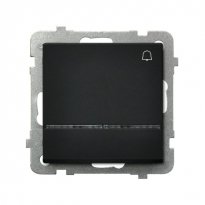 ŁĄCZNIK ZWIERNY DZWONEK Z PODŚWIETLENIEM NIEBIESKIM ZACISKI AUTOMATYCZNE 10AX 250V IP20 CZARNY METALIK SONATA - OSPEL - ŁP-6RS/m/33
