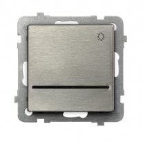 ŁĄCZNIK ZWIERNY ŚWIATŁO Z PODŚWIETLENIEM NIEBIESKIM ZACISKI AUTOMATYCZNE 10AX 250V IP20 STALOWY INOX SONATA - OSPEL - ŁP-5RMS/m/37