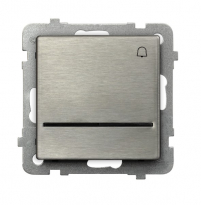 ŁĄCZNIK ZWIERNY DZWONEK Z PODŚWIETLENIEM NIEBIESKIM ZACISKI AUTOMATYCZNE 10AX 250V IP20 STALOWY INOX SONATA - OSPEL - ŁP-6RMS/m/37