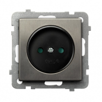 GNIAZDO POJEDYNCZE BEZ UZIEMIENIA 2P Z PRZESŁONAMI ZACISKI ŚRUBOWE 16A 250V IP20 STAL INOX SONATA - OSPEL - GP-1RMP/m/37