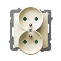 GNIAZDO PODWÓJNE Z UZIEMIENIEM 2X2P+Z Z PRZESŁONAMI ZACISKI ŚRUBOWE 16A 250V IP20 ECRU AS - OSPEL - GP-2GRZP/m/27