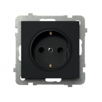 GNIAZDO POJEDYNCZE Z UZIEMIENIEM 2P+Z SCHUKO ZACISKI ŚRUBOWE 16A 250V IP20 CZARNY METALIK SONATA - OSPEL - GP-1RS/m/33