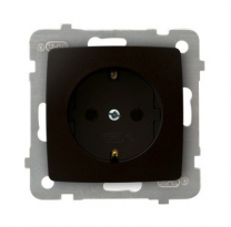 GNIAZDO POJEDYNCZE Z UZIEMIENIEM 2P+Z SCHUKO ZACISKI ŚRUBOWE 16A 250V IP20 CZEKOLADOWY METAL KARO - OSPEL - GP-1SS/m/40