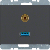 GNIAZDO USB AUDIO 3,5MM ANTRACYT MAT K.1 - HAGER - 3315397006