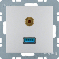 GNIAZDO USB / 3.5 MM AUDIO ALU MAT B.1/B.7 - HAGER - 3315391404
