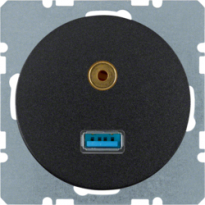 GNIAZDO USB AUDIO 3,5MM CZARNY POŁYSK R.1/R.3 - HAGER - 3315392045