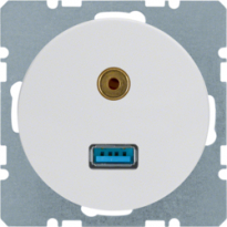 GNIAZDO USB AUDIO 3,5MM BIAŁY POŁYSK R.1/R.3 - HAGER - 3315392089