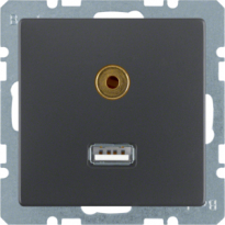 GNIAZDO USB AUDIO 3,5MM ANTRACYT AKSAMIT Q.1/Q.3 - HAGER - 3315396086
